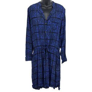 Lucky Brand Geometric Women Dress Size XL Extra Large Long Sleeve Blue NWT New